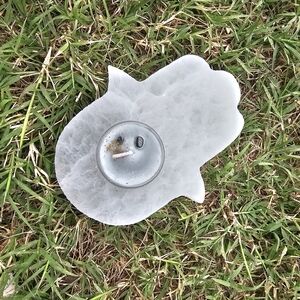 White Hamsa Hand Candle Holder